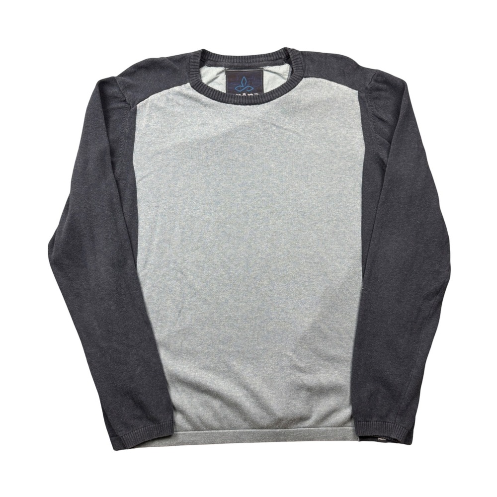 Prana Mens XL Corbin Sweater Colorblock Crewneck Blue Minimalist Casual